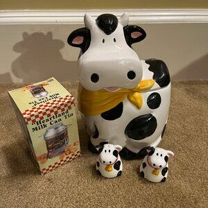 Cow lot – milk can, cookie jar & salt & pepper shakers